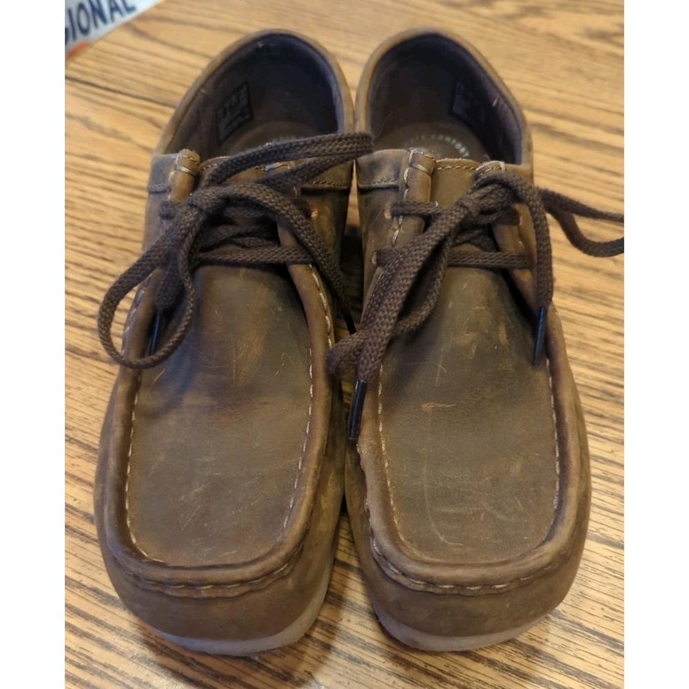 CLARKS 15260 Padmora Wallabee Moccasins Leather Loafers Boots Brown Leather 7 M - Picture 2 of 9